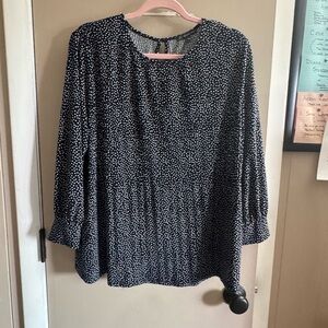 Adrianna Papell Navy and White Blouse